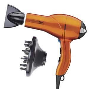 INFINITIPRO BY CONAIR 1875 Watt Salon Performance AC Motor Styling Tool_Hair Dryer, Orange Styling Hair Dryer with Comb
