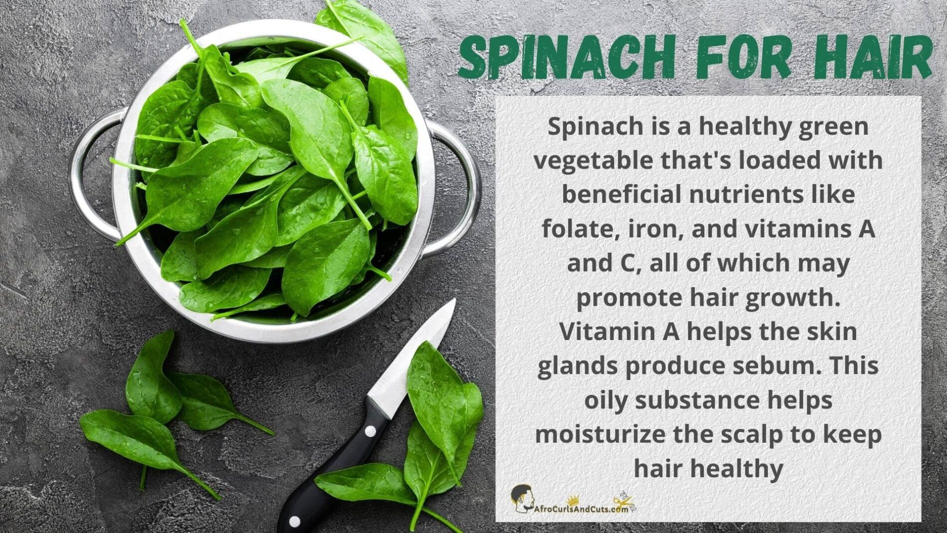 Natural superfood Spinach for fast hair growth