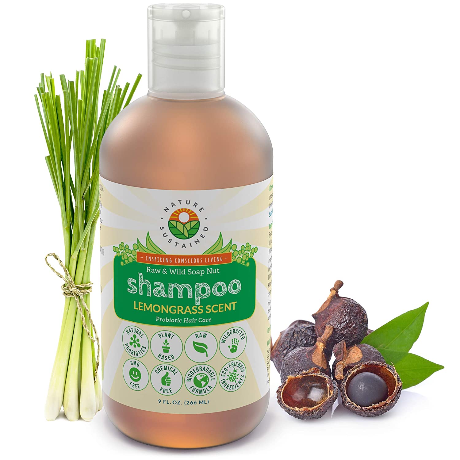 Nature Sustained Organic Shampoo - Hypoallergenic, Chemical-Free, Natural & Sulfate Free Shampoo for Sensitive Scalp, Dry Hair, Dandruff, Eczema