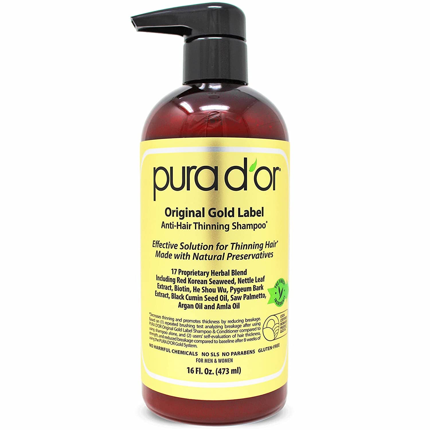 PURA D'OR Original Gold Label Anti-Thinning Biotin Shampoo, Best shampoo for black hair growth