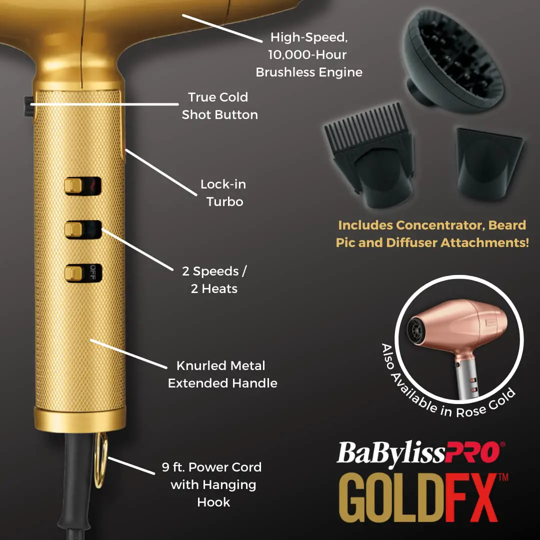 BaBylissPRO GOLDFX Blow Dryer for natural curly hair