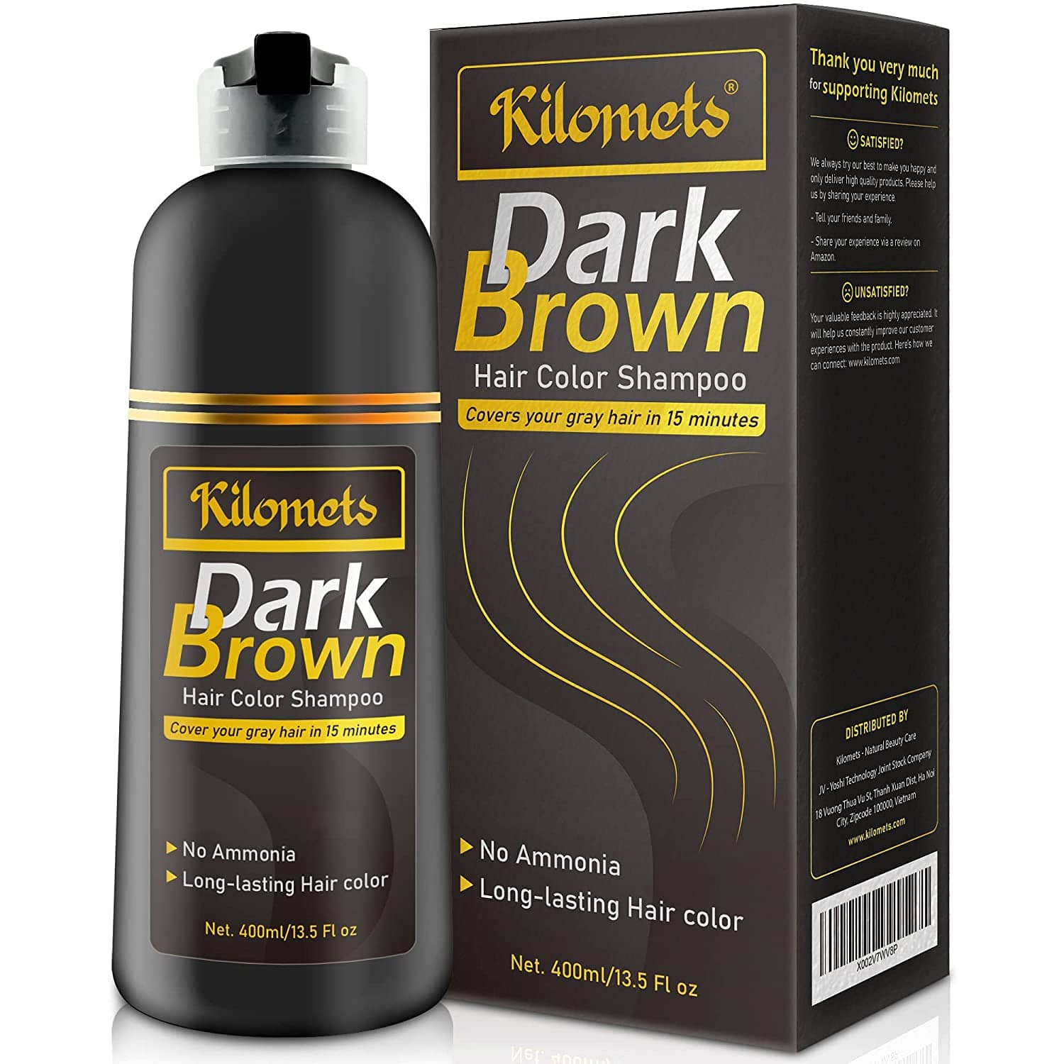 Kilomets Dark Brown Color Instant Hair Shampoo