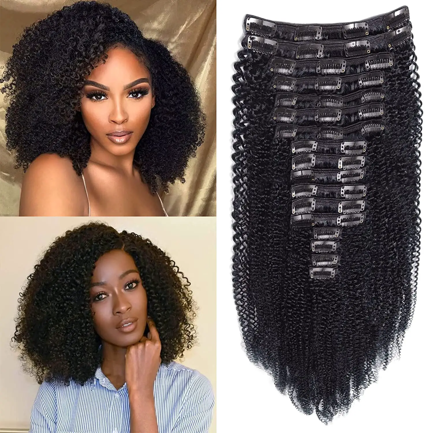 Hotlulana Clip in Hair Extensions Real Human Hair for Black Women 