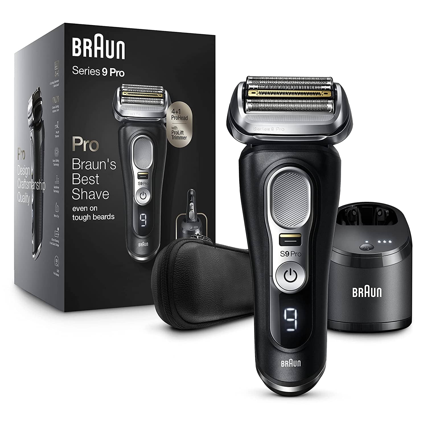 Braun Electric Razor, Waterproof Foil Shaver for Men, Series 9 Pro 9460cc, Wet & Dry Shave, With ProLift Beard Trimmer for Grooming, 5-in-1 Cleaning & Charging SmartCare Center Included, Atelier Black