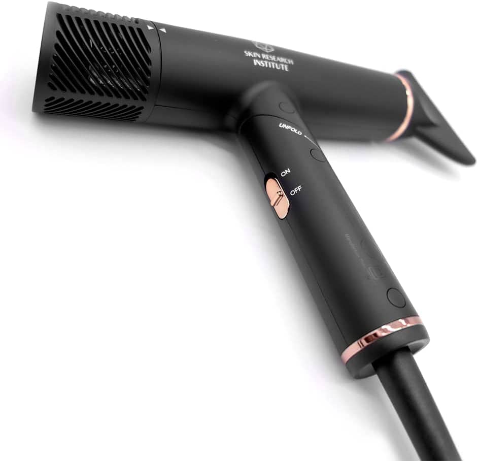 Skin Research Institute DryQ “Smart” Hair Dryer - Super Light-Weight - Foldable - Powerful, Quiet Motor - Infrared and Ionic Technology
